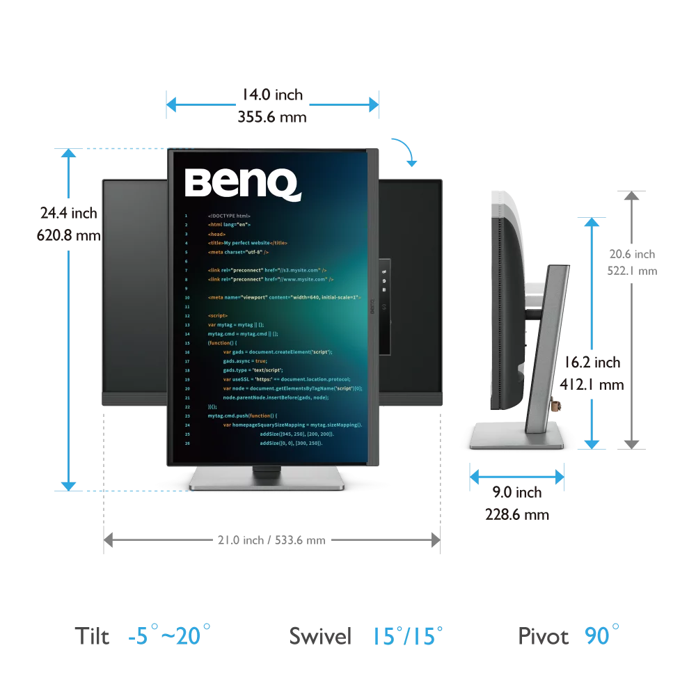 BenQ RD240Q 24吋 WQXGA 編碼 程式設計螢幕：圖片 3
